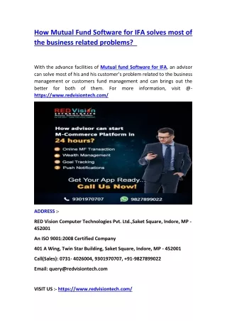 how mutual fund software for ifa solves most