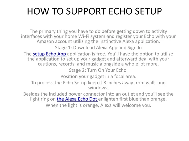 how to support echo setup