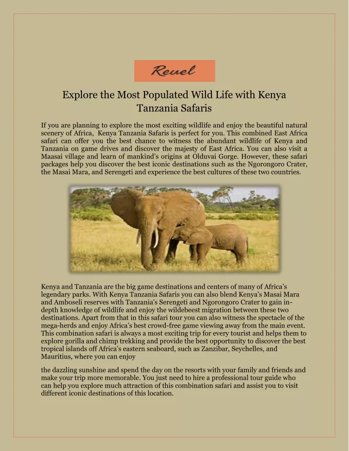 explore the most populated wild life with kenya