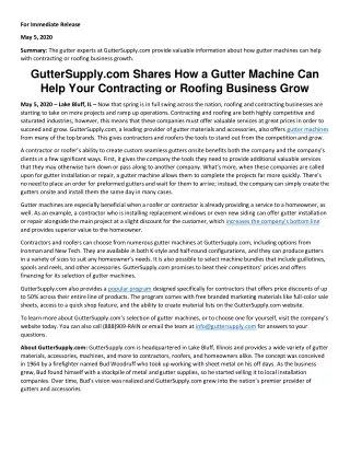 GutterSupply.com Shares How a Gutter Machine Can Help Your Contracting or Roofing Business Grow