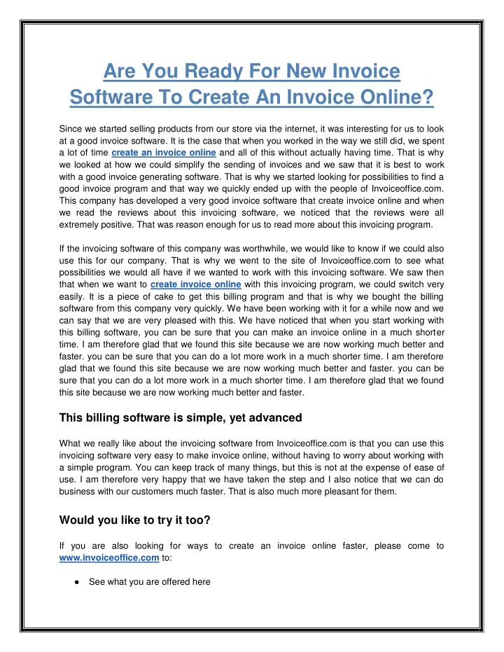 are you ready for new invoice software to create