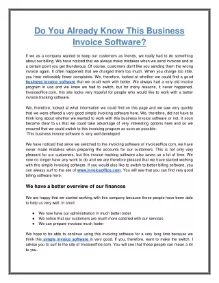do you already know this business invoice software