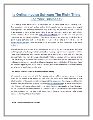 is online invoice software the right thing