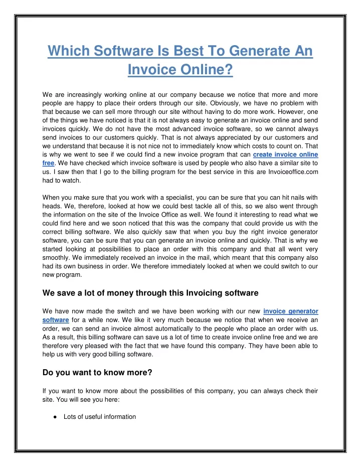 which software is best to generate an invoice