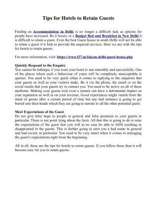 tips for hotels to retain guests