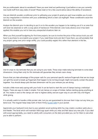 are you enthusiastic about to woodwork have