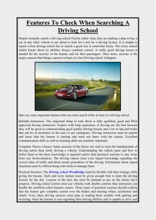 features to check when searching a driving school