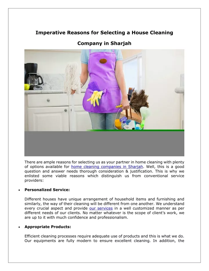 imperative reasons for selecting a house cleaning