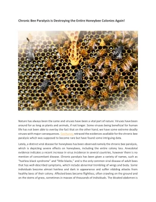 chronic bee paralysis is destroying the entire