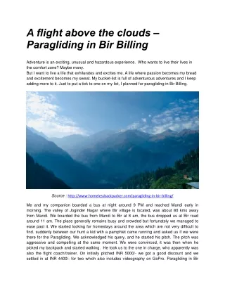 A flight above the clouds- Paragliding in Bir Billing