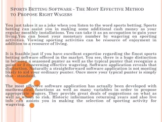 Sports Betting Software - The Most Effective Method