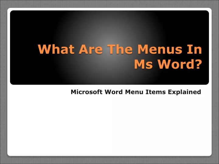 what are the menus in ms word