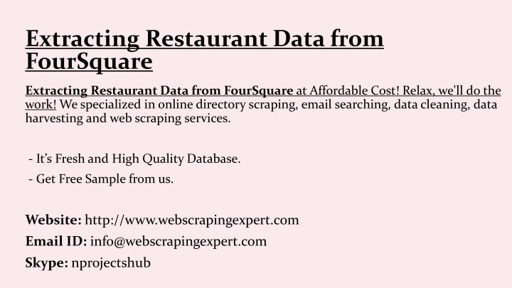 extracting restaurant data from foursquare