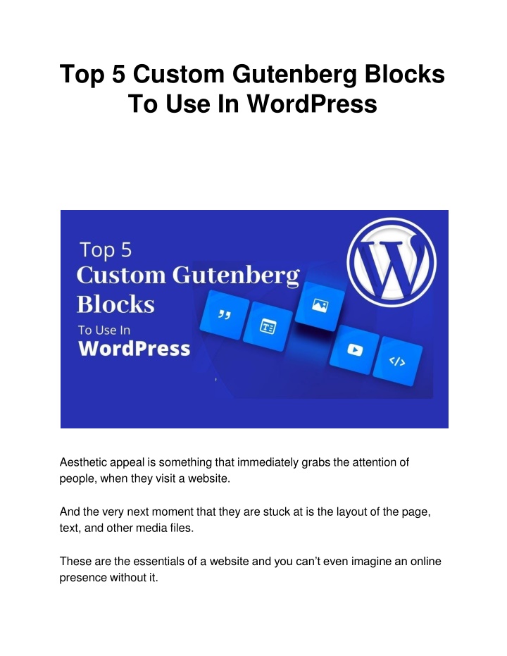 top 5 custom gutenberg blocks to use in wordpress