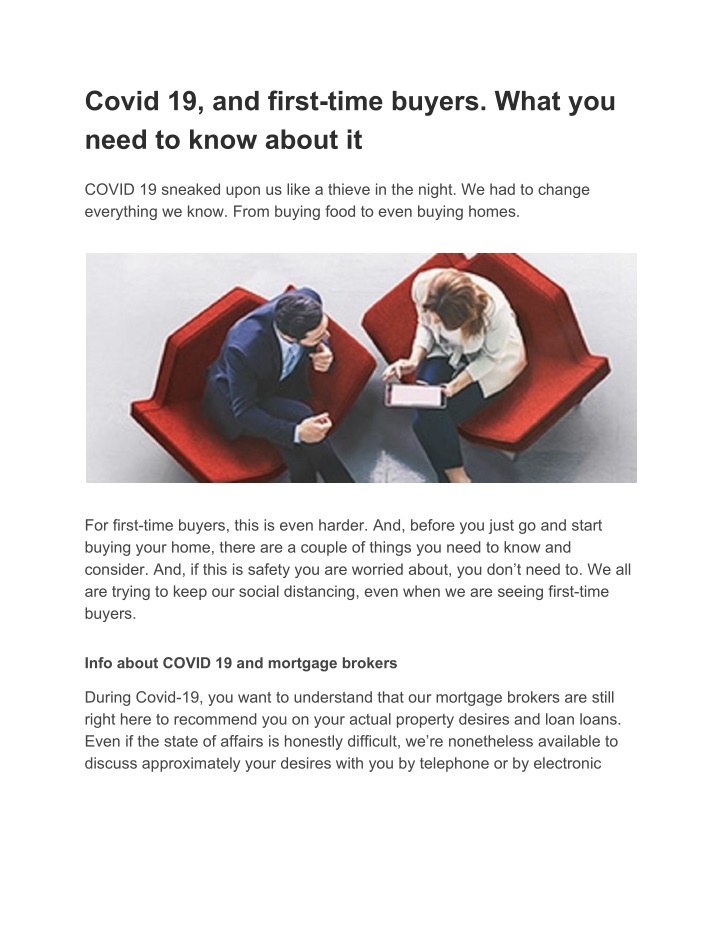 covid 19 and first time buyers what you need