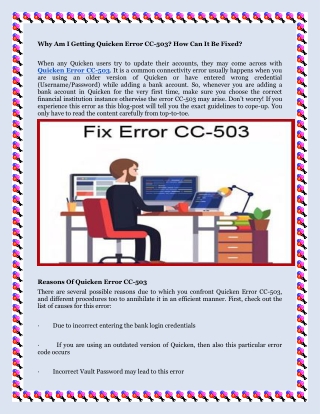 why am i getting quicken error