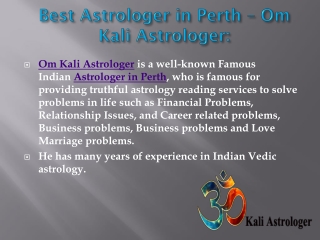 Best Astrologer in Perth – Om Kali Astrologer: