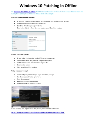 windows 10 patching in offline