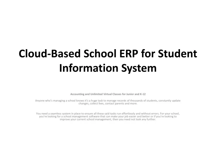 cloud based school erp for student information system
