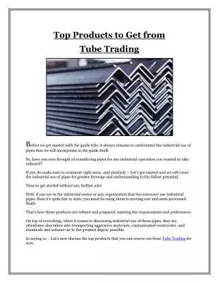 top products to get from tube trading