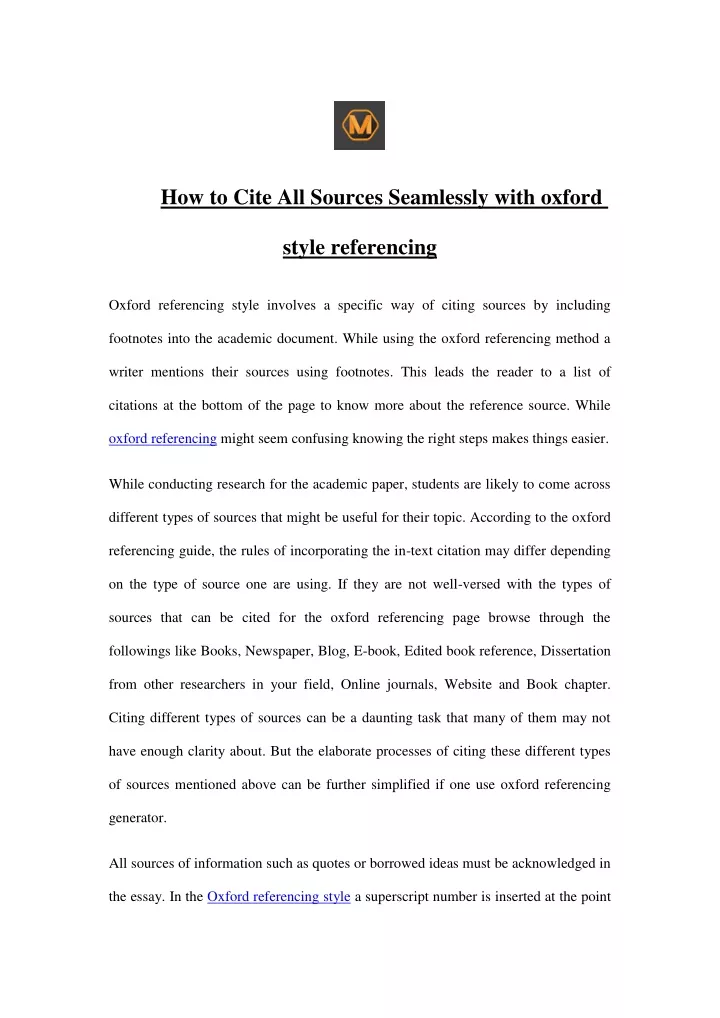 how to cite all sources seamlessly with oxford