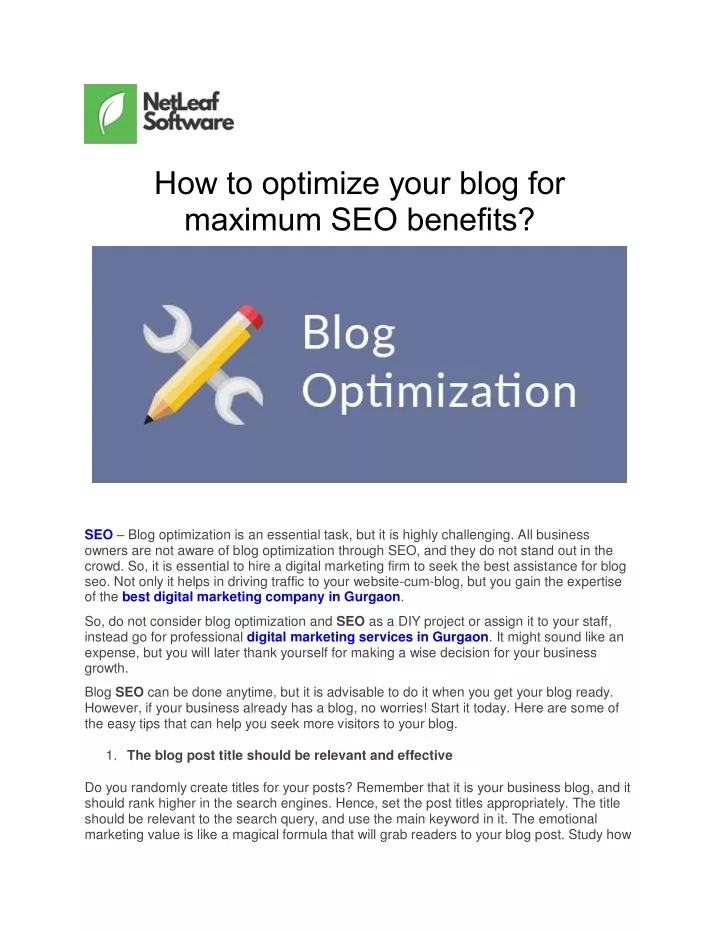 how to optimize your blog for maximum seo benefits