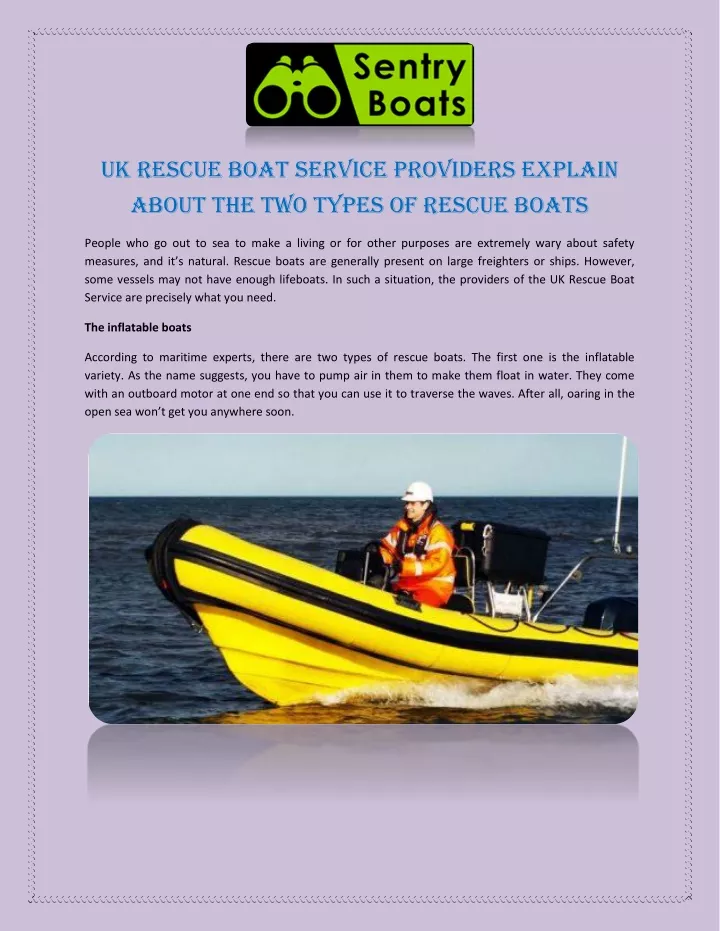 uk rescue boat service providers explain about