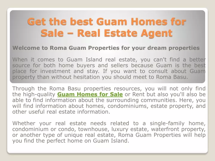 get the best guam homes for sale real estate agent