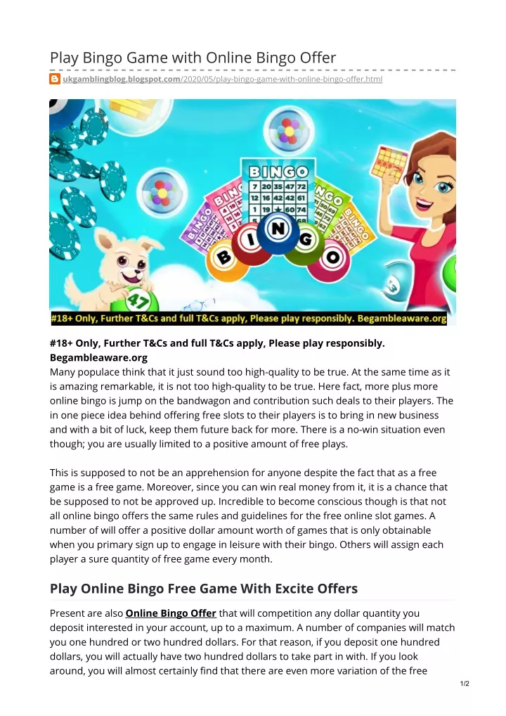 play bingo game with online bingo offer