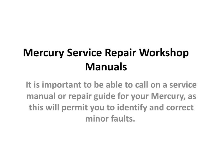 mercury service repair workshop manuals