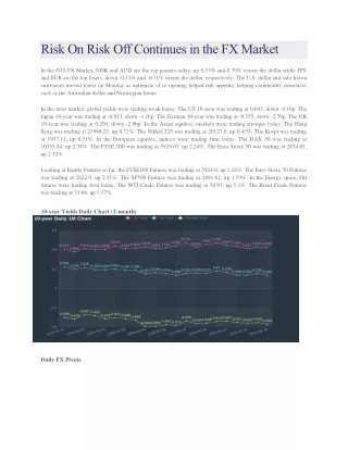 Risk On Risk Off Continues in the FX Market