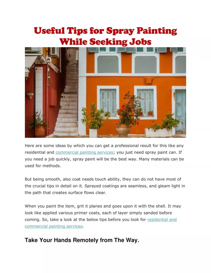 useful tips for spray painting while seeking jobs