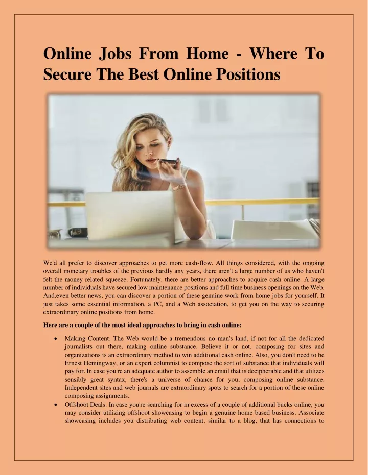 online jobs from home where to secure the best