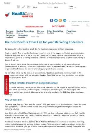 Doctors Email List | Doctors Email Addresses | US Doctors Email List