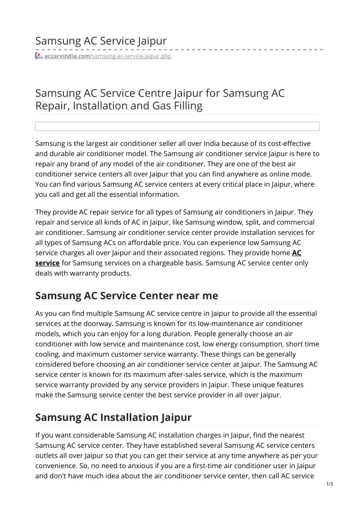 samsung ac service jaipur