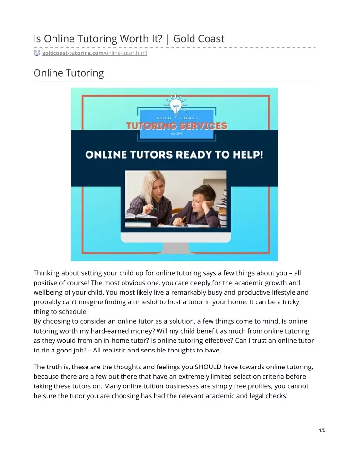 is online tutoring worth it gold coast
