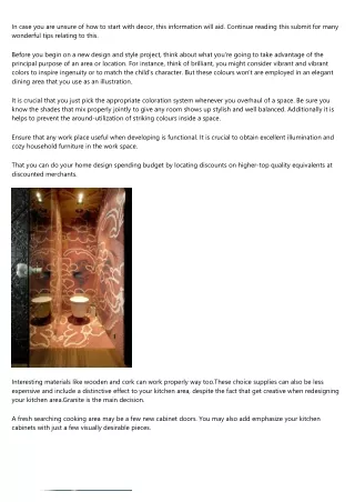 in case you are unsure of how to start with decor