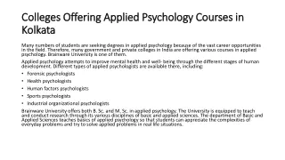 Applied Psychology Courses in Kolkata
