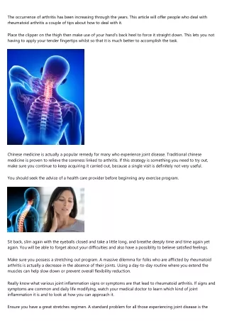 the occurrence of arthritis has been increasing