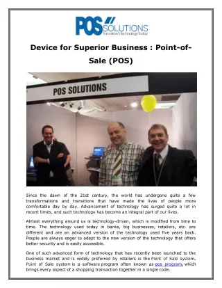 Device for Superior Business : Point-of-sale (POS)