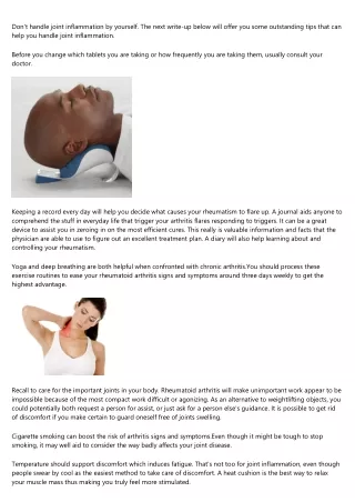 don t handle joint inflammation by yourself