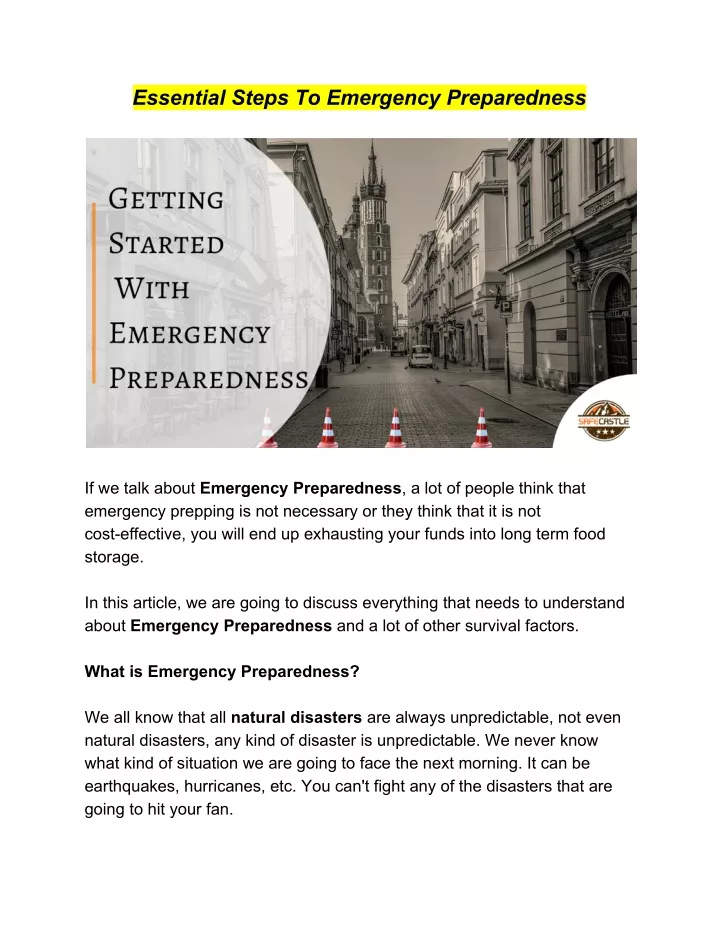 essential steps to emergency preparedness