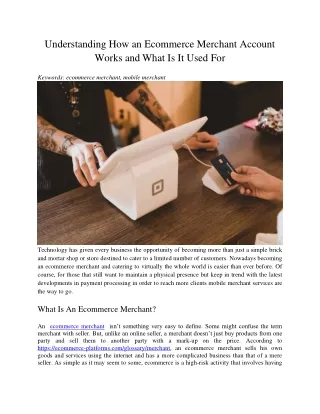 understanding how an ecommerce merchant account
