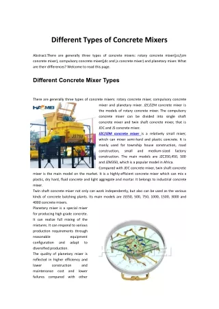 different types of concrete mixers