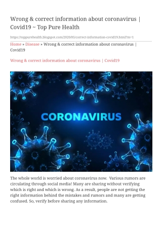 Wrong & correct information about coronavirus