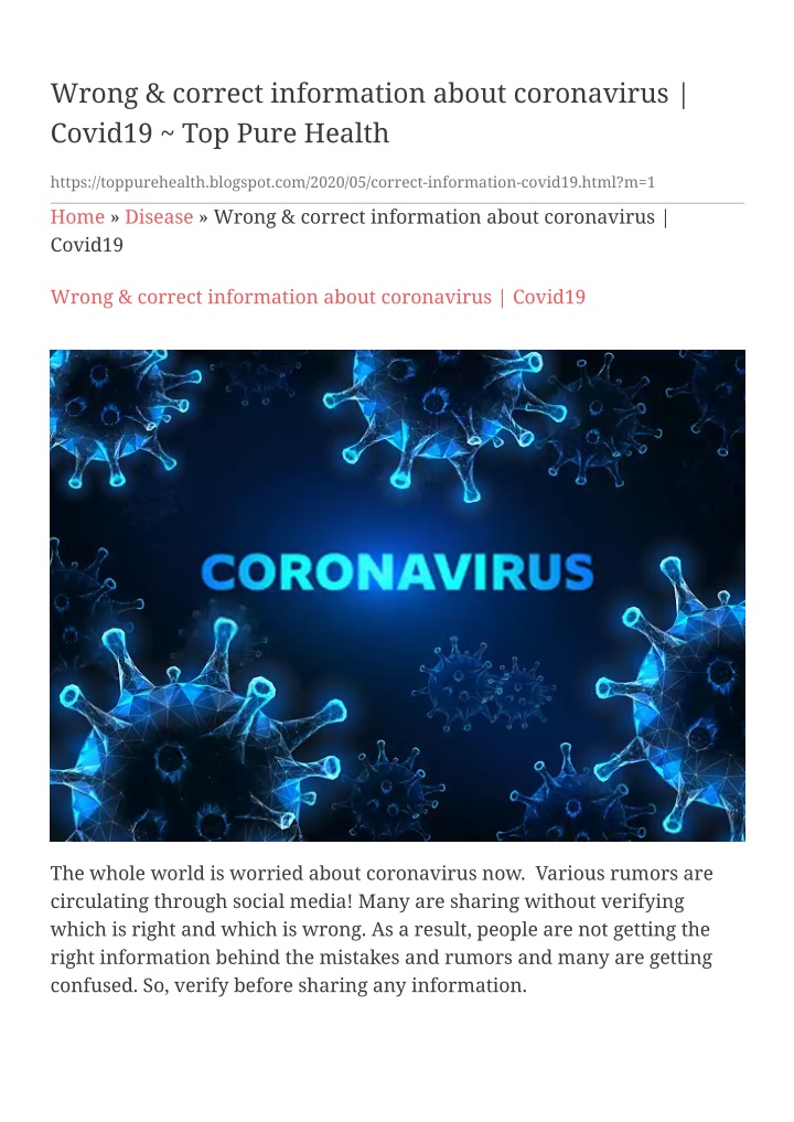 wrong correct information about coronavirus