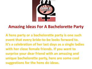 Amazing Ideas For A Bachelorette Party