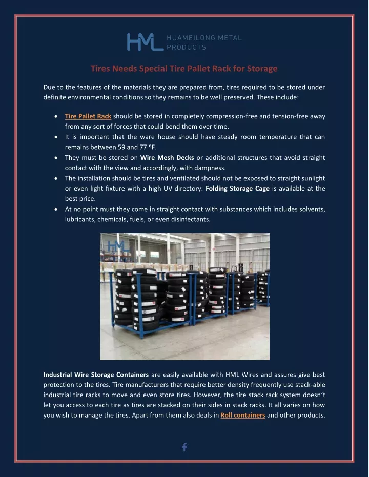 tires needs special tire pallet rack for storage
