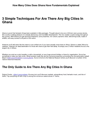 The Single Strategy To Use For How Many Big Cities In Ghana