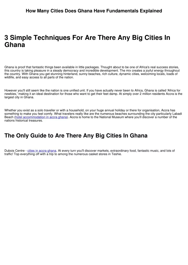 how many cities does ghana have fundamentals